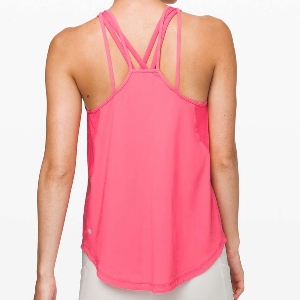 LULULEMON Run Off-Route Route Pink Mesh Tank High-Neck Size 6